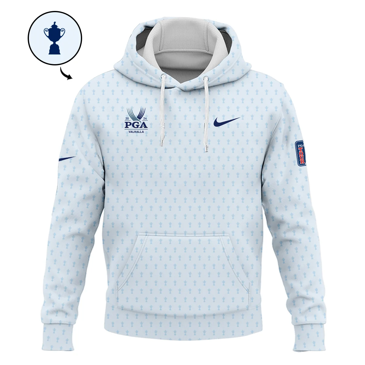 Golf Pattern Cup White Mix Light Blue 2024 PGA Championship Valhalla Nike Hoodie Shirt Style Classic Hoodie Shirt