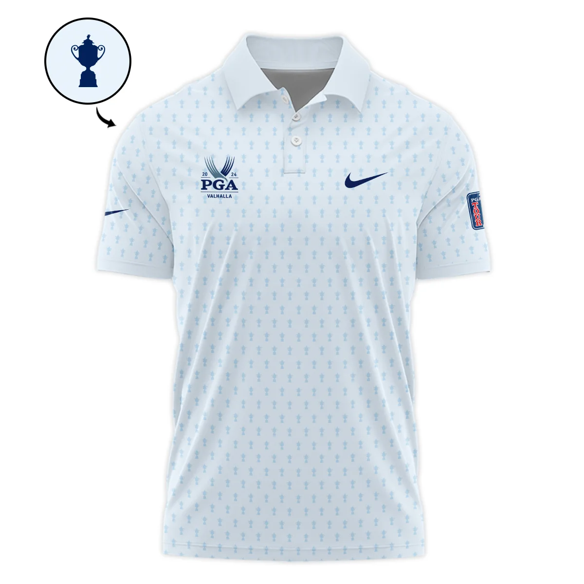 Golf Pattern Cup White Mix Light Blue 2024 PGA Championship Valhalla Nike Polo Shirt Style Classic Polo Shirt For Men