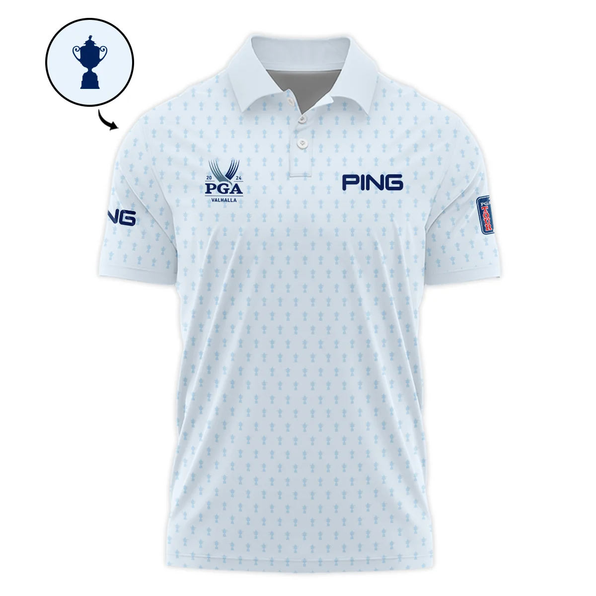 Golf Pattern Cup White Mix Light Blue 2024 PGA Championship Valhalla Ping Polo Shirt Style Classic Polo Shirt For Men