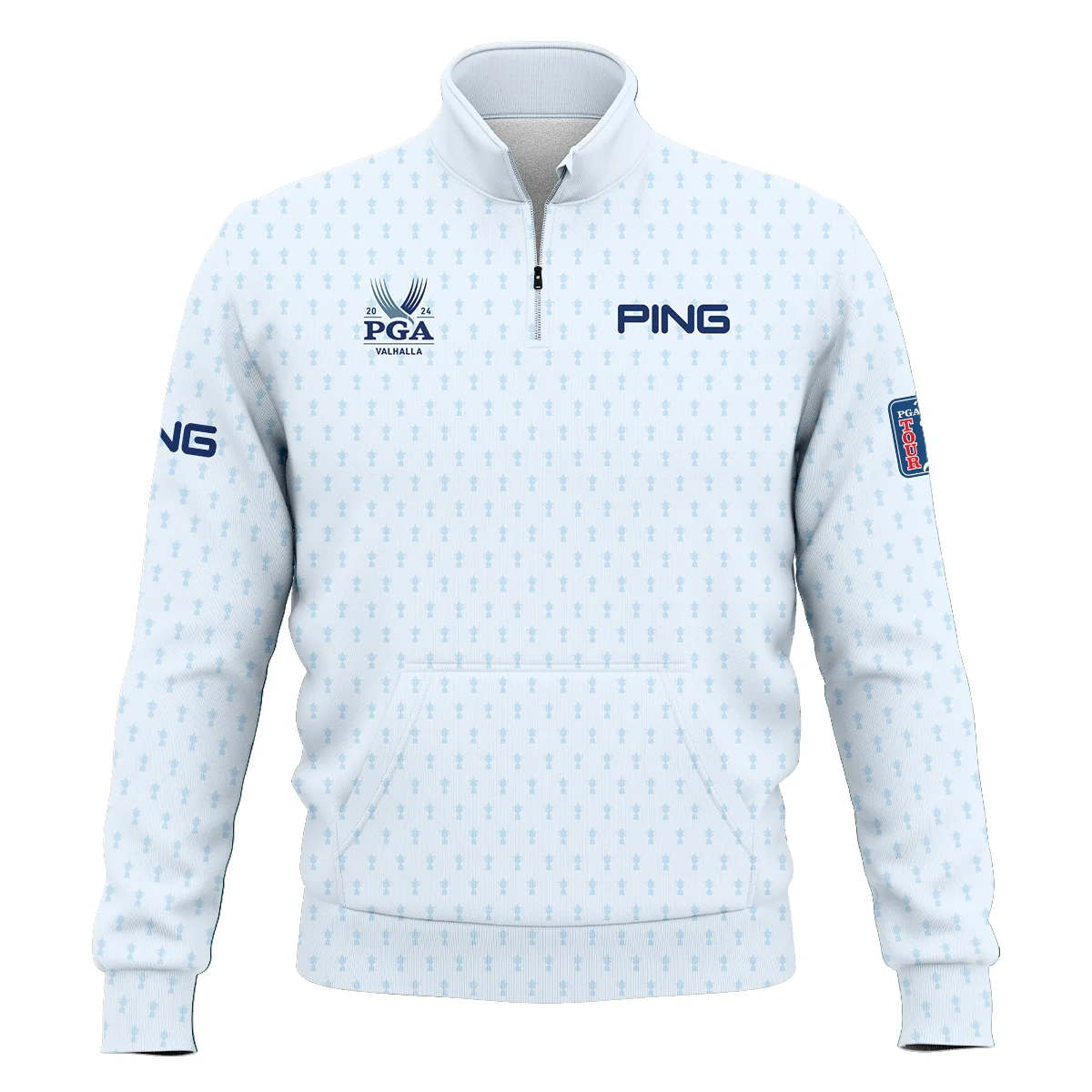 Golf Pattern Cup White Mix Light Blue 2024 PGA Championship Valhalla Ping Style Classic Quarter Zipped Sweatshirt