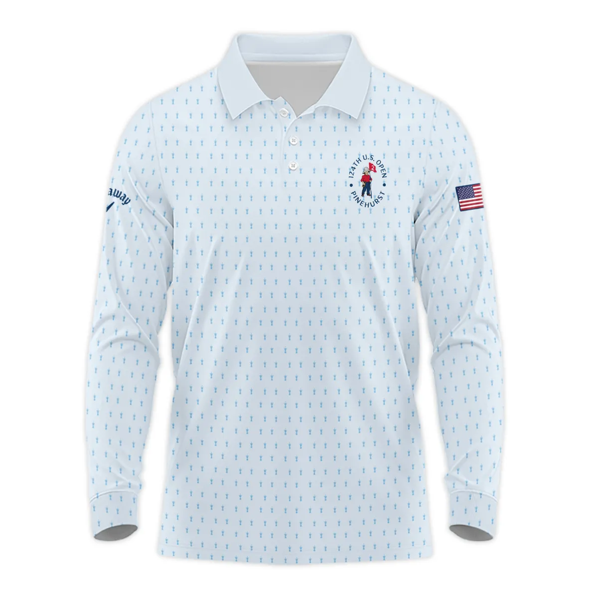 Golf Pattern Light Blue Cup 124th U.S. Open Pinehurst Callaway Long Polo Shirt Style Classic