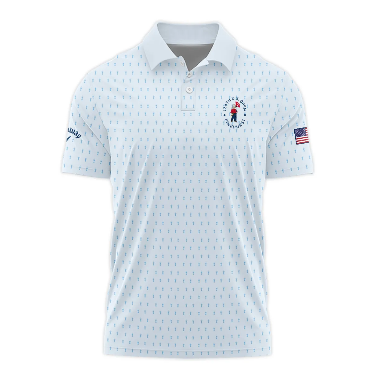 Golf Pattern Light Blue Cup 124th U.S. Open Pinehurst Callaway Polo Shirt Style Classic