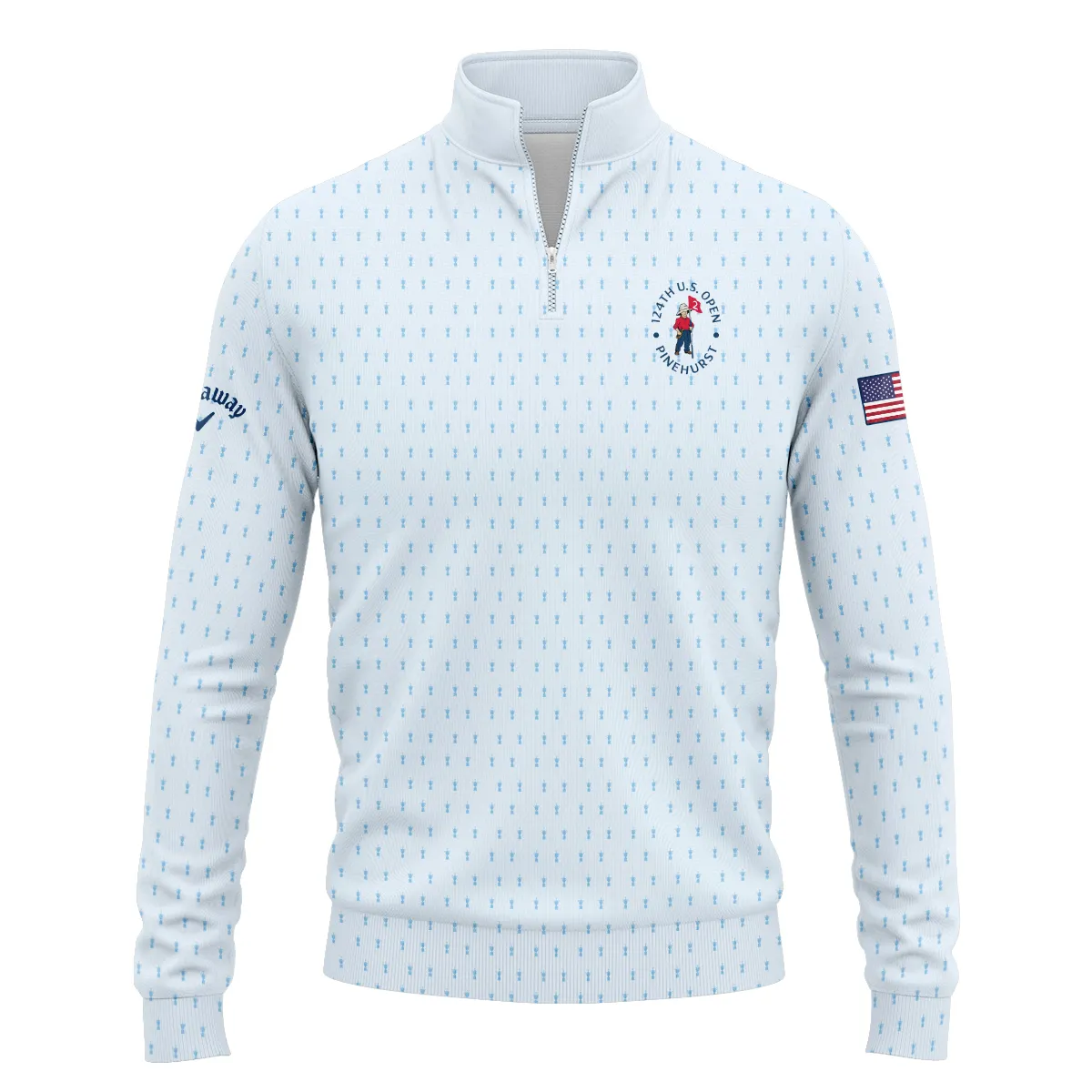 Golf Pattern Light Blue Cup 124th U.S. Open Pinehurst Callaway Quarter-Zip Jacket Style Classic