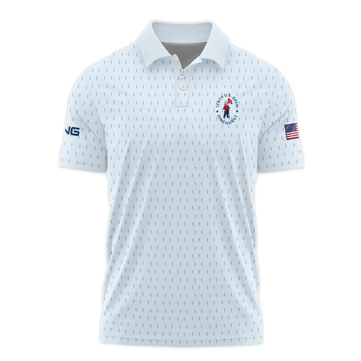 Golf Pattern Light Blue Cup 124th U.S. Open Pinehurst Ping Polo Shirt Style Classic