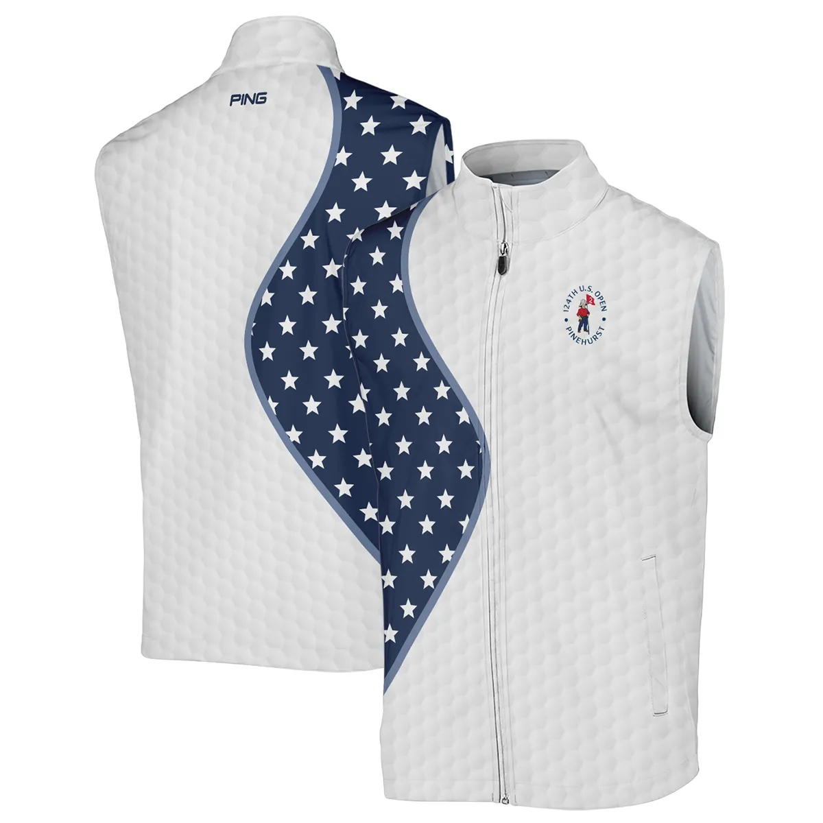 Golf Pattern Light Blue Cup 124th U.S. Open Pinehurst Ping Sleeveless Jacket Style Classic