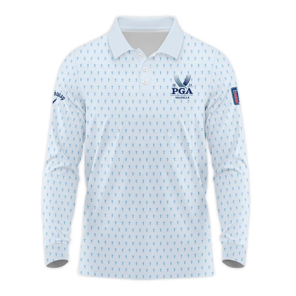 Golf Pattern Light Blue Cup 2024 PGA Championship Valhalla Callaway Long Polo Shirt Style Classic Long Polo Shirt For Men