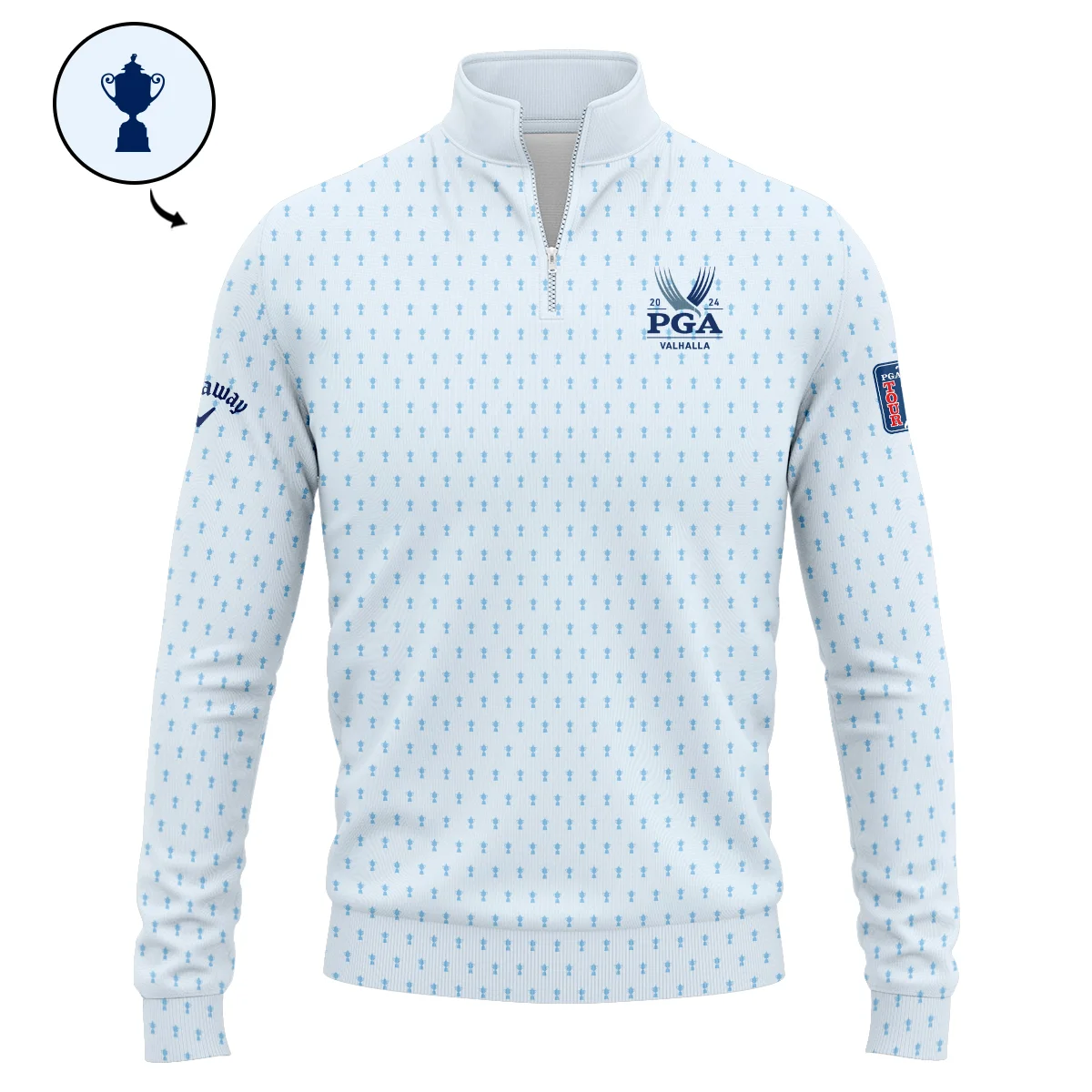 Golf Pattern Light Blue Cup 2024 PGA Championship Valhalla Callaway Quarter-Zip Jacket Style Classic Quarter-Zip Jacket