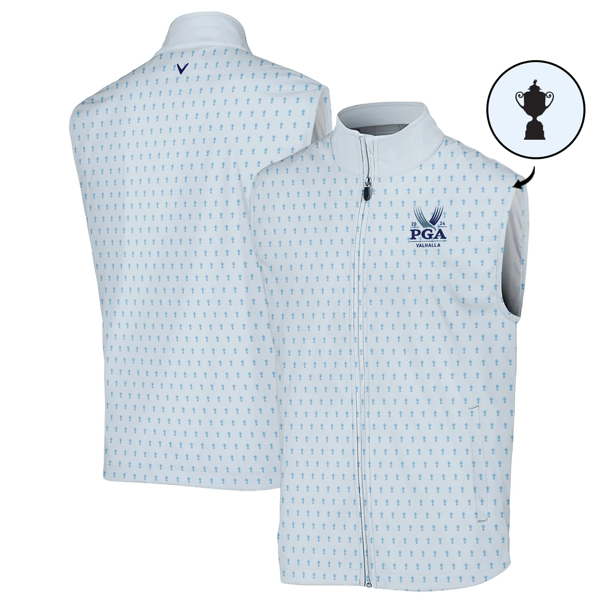 Golf Pattern Light Blue Cup 2024 PGA Championship Valhalla Callaway Sleeveless Jacket Style Classic Sleeveless Jacket