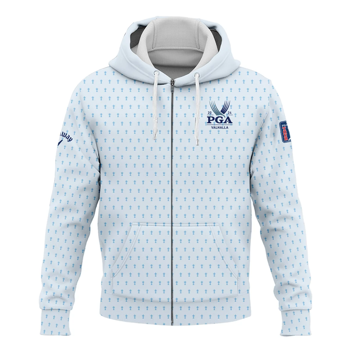 Golf Pattern Light Blue Cup 2024 PGA Championship Valhalla Callaway Zipper Hoodie Shirt Style Classic Zipper Hoodie Shirt