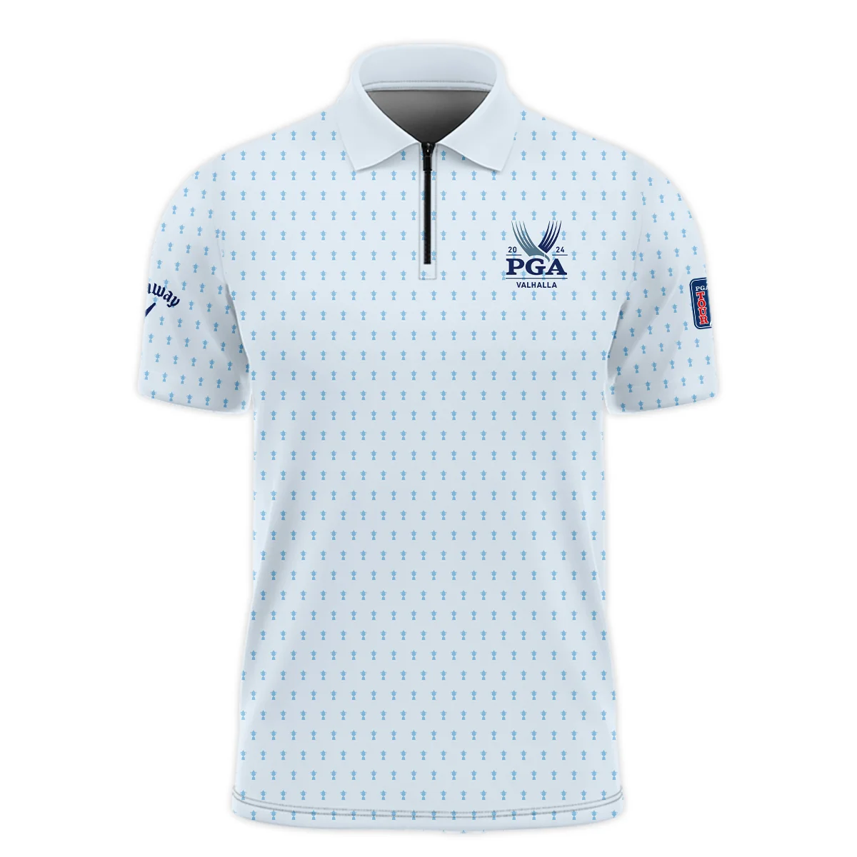 Golf Pattern Light Blue Cup 2024 PGA Championship Valhalla Callaway Zipper Polo Shirt Style Classic Zipper Polo Shirt For Men