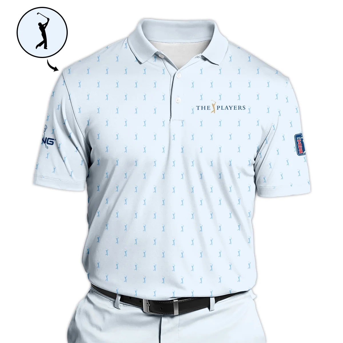 Golf Pattern Light Blue THE PLAYERS Championship Ping Polo Shirt Style Classic Polo Shirt For Men