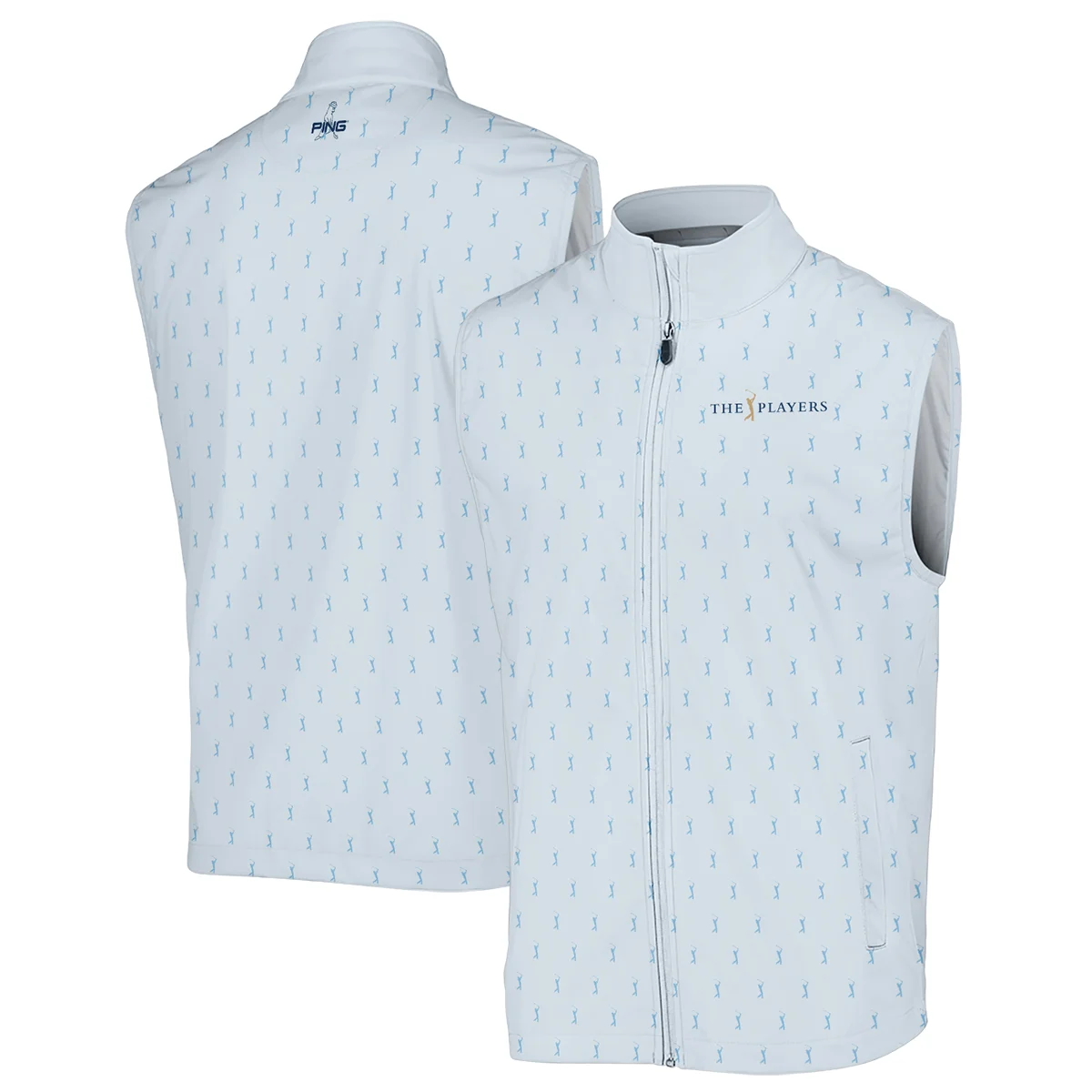 Golf Pattern Light Blue THE PLAYERS Championship Ping Sleeveless Jacket Style Classic Sleeveless Jacket