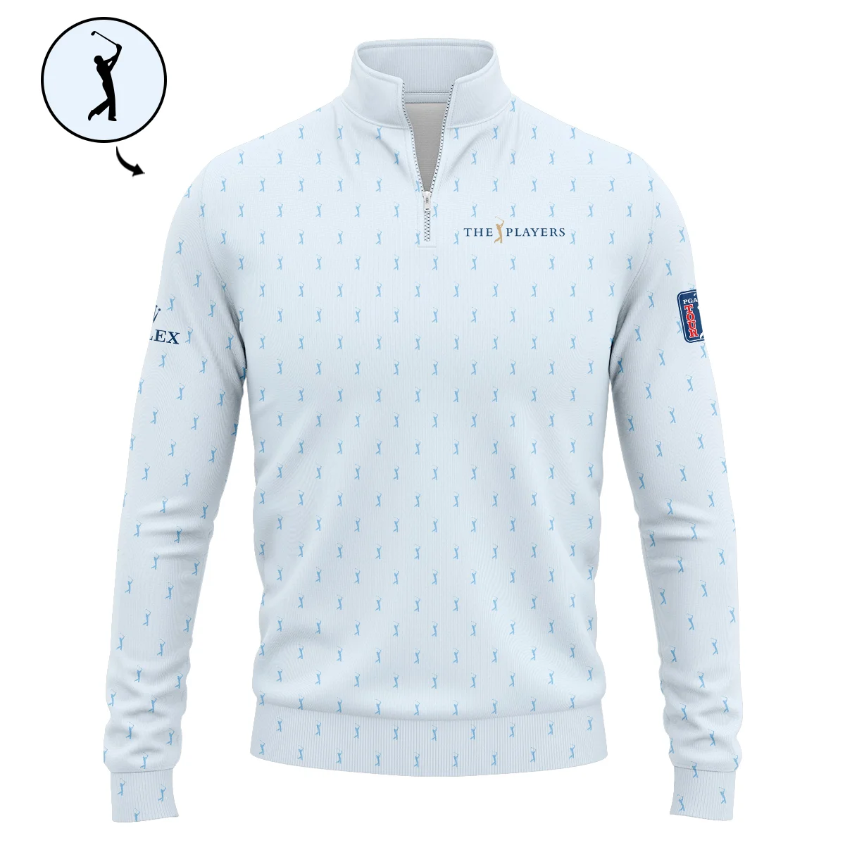 Golf Pattern Light Blue THE PLAYERS Championship Rolex Quarter-Zip Jacket Style Classic Quarter-Zip Jacket