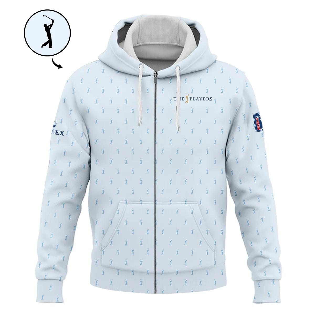 Golf Pattern Light Blue THE PLAYERS Championship Rolex Zipper Hoodie Shirt Style Classic Zipper Hoodie Shirt