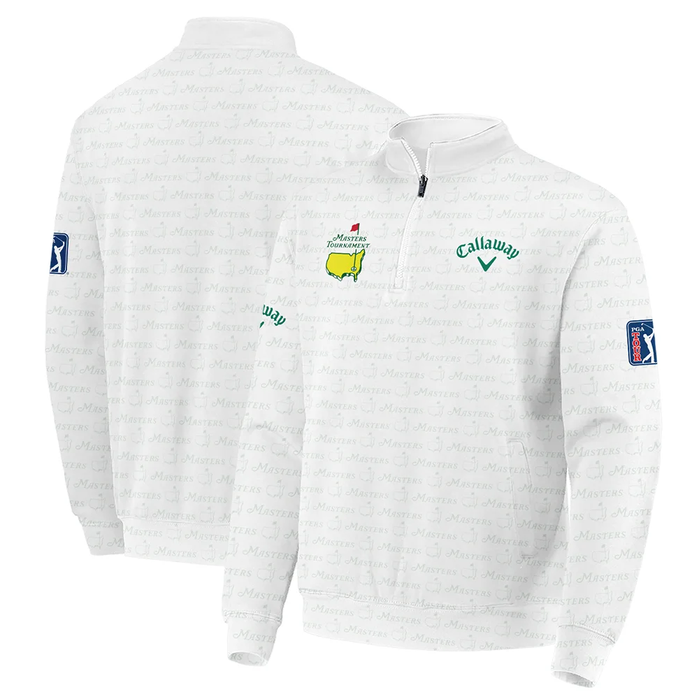 Golf Pattern Masters Tournament Callaway Quarter-Zip Jacket White And Green Color Golf Sports All Over Print Quarter-Zip Jacket