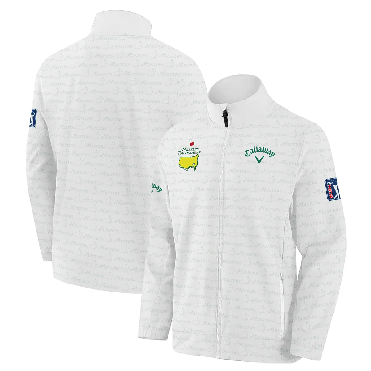 Golf Pattern Masters Tournament Callaway Stand Colar Jacket White And Green Color Golf Sports All Over Print Stand Colar Jacket