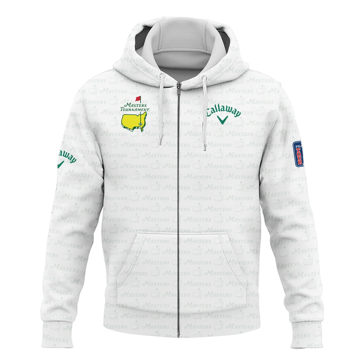 Golf Pattern Masters Tournament Callaway Zipper Hoodie Shirt White And Green Color Golf Sports All Over Print Zipper Hoodie Shirt