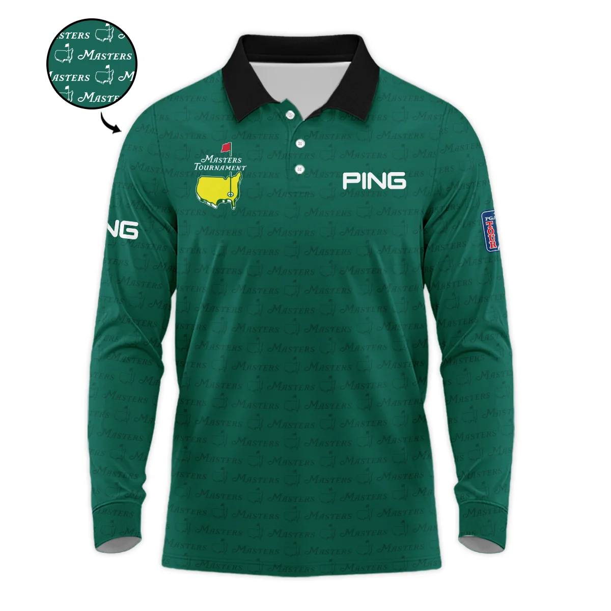 Golf Pattern Masters Tournament Ping Long Polo Shirt Green Color Golf Sports All Over Print Long Polo Shirt For Men