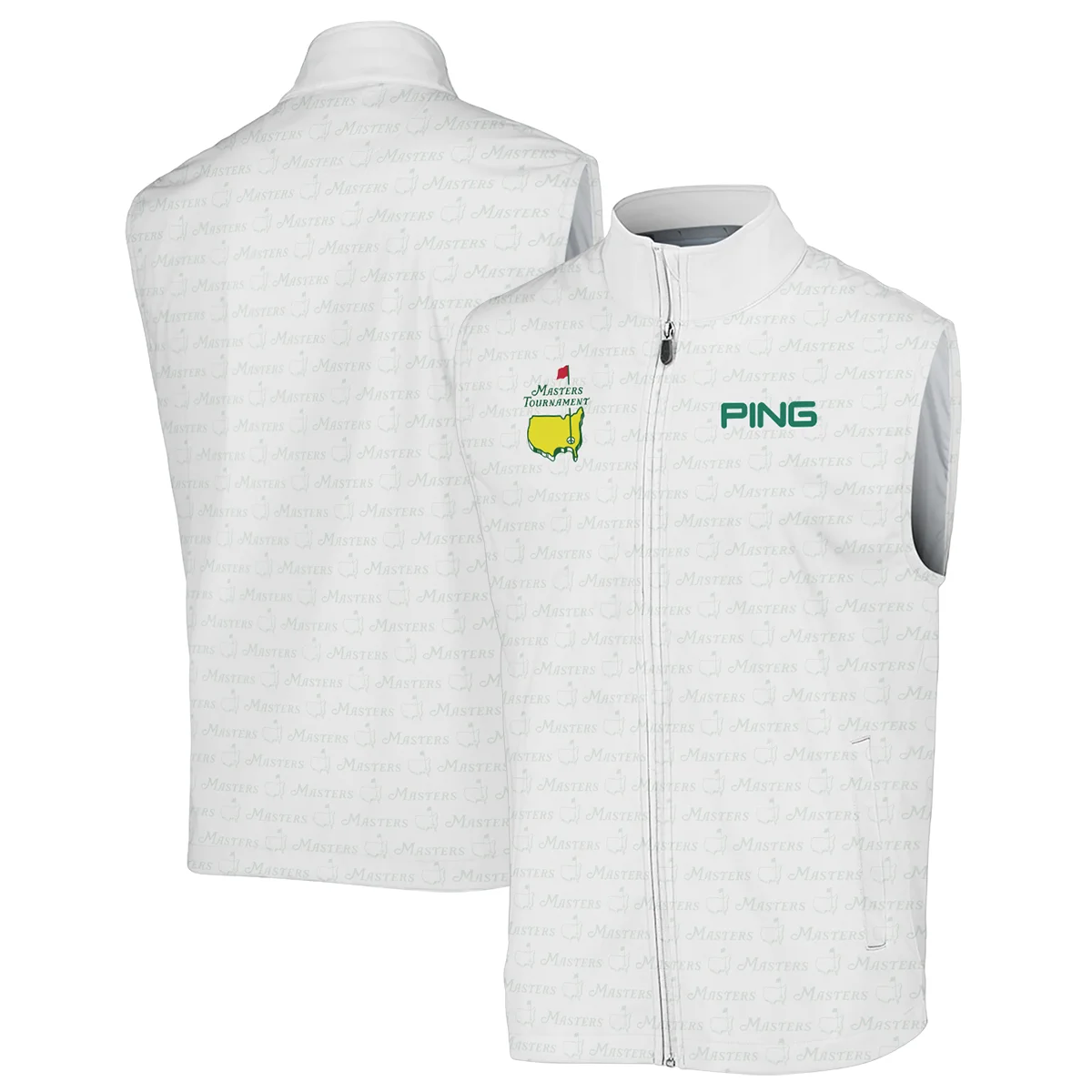 Golf Pattern Masters Tournament Ping Sleeveless Jacket White And Green Color Golf Sports All Over Print Sleeveless Jacket