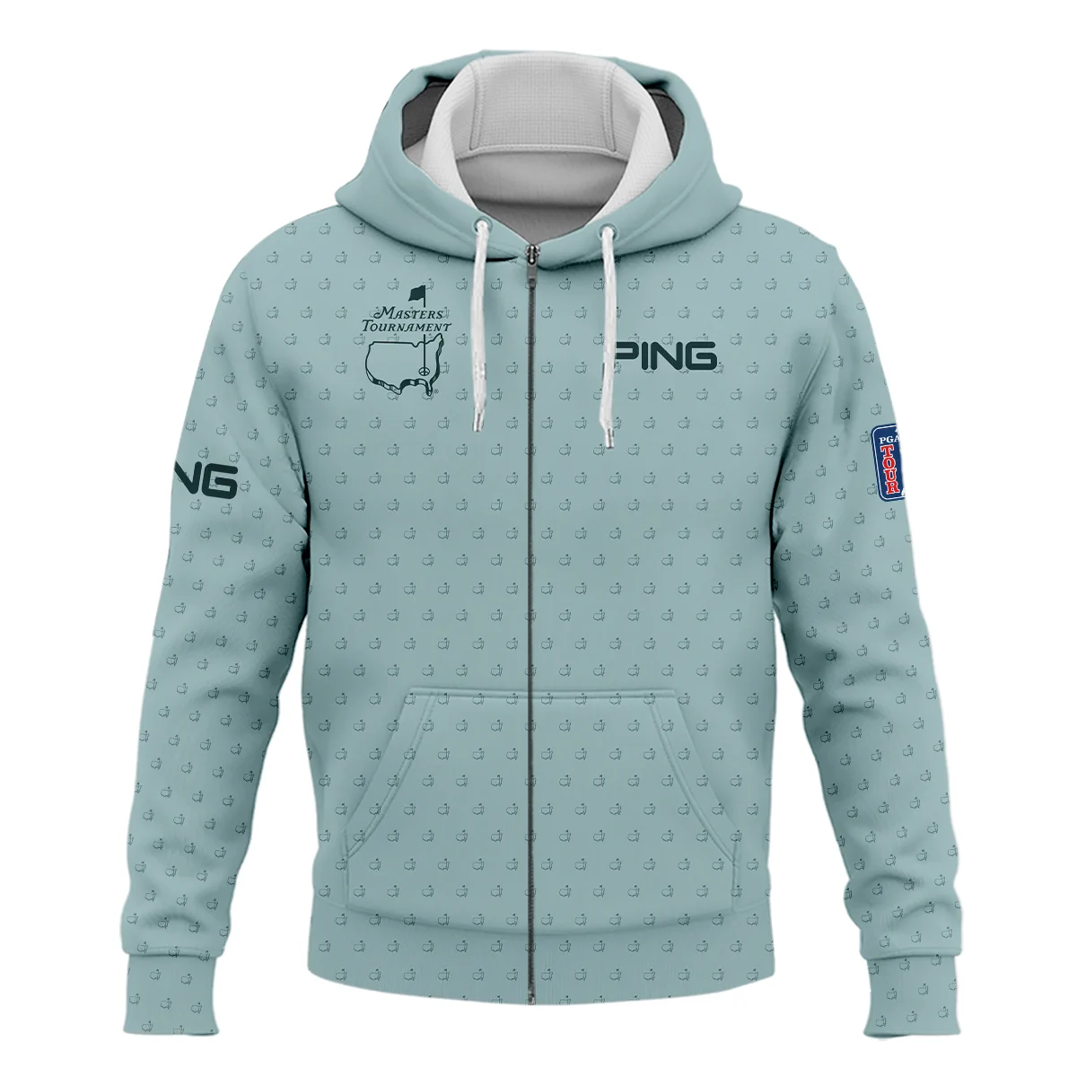 Golf Pattern Masters Tournament Ping Zipper Hoodie Shirt Cyan Pattern All Over Print Zipper Hoodie Shirt