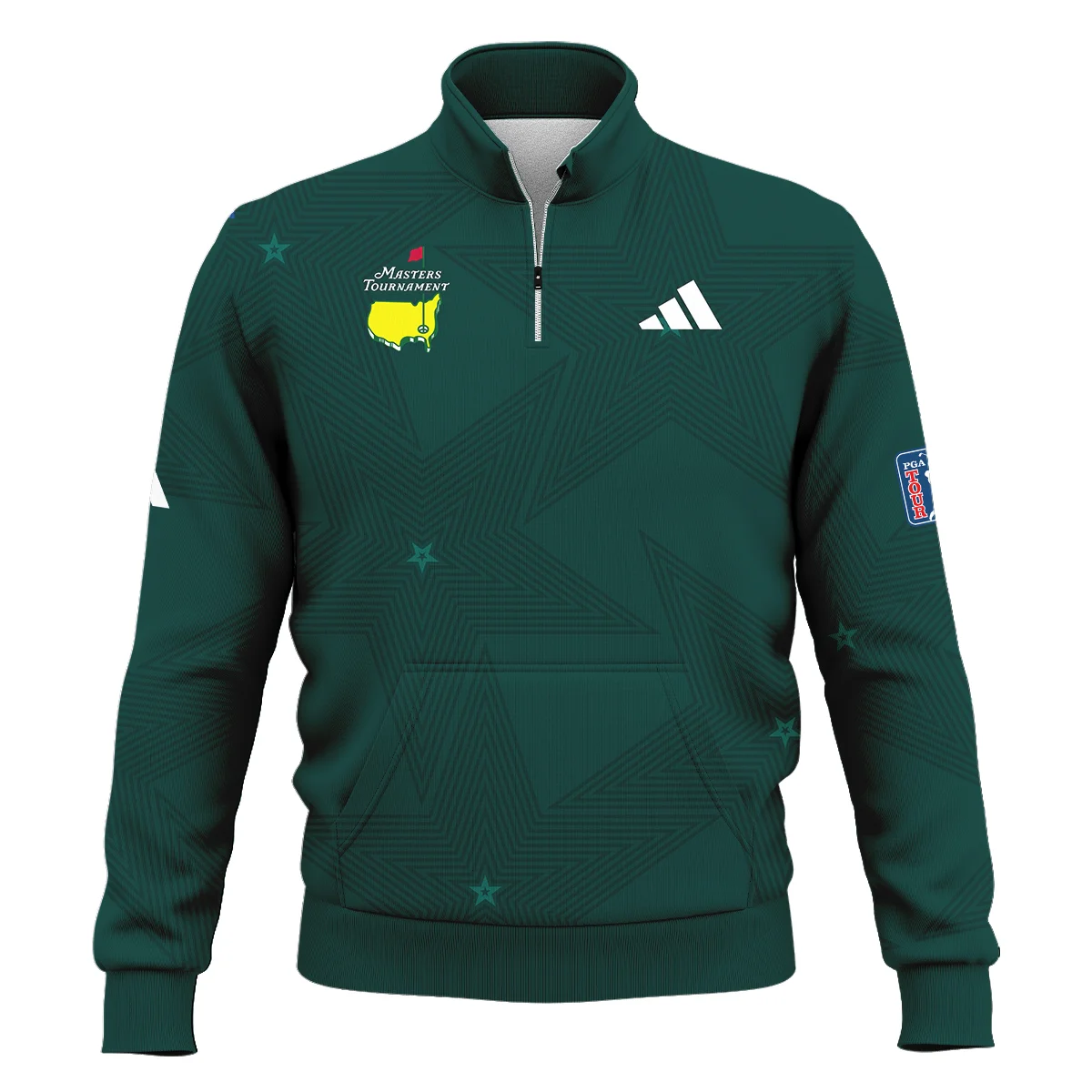 Golf Pattern Stars Dark Green Masters Tournament Adidas Style Classic Quarter Zipped Sweatshirt