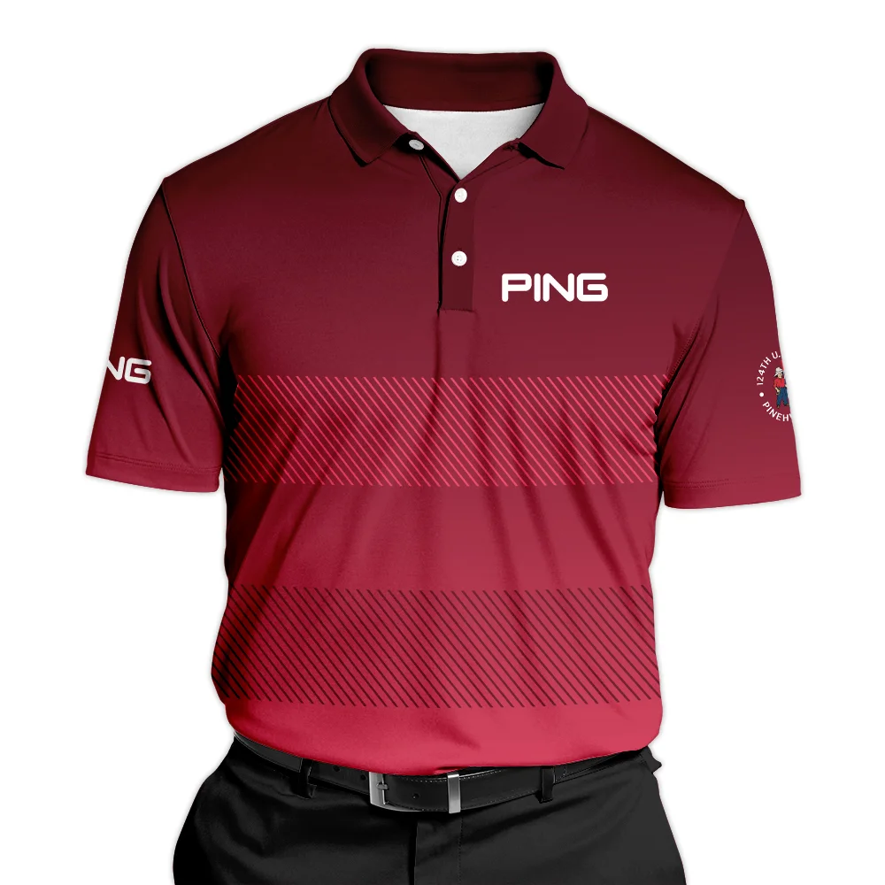 Golf Ping 124th U.S. Open Pinehurst Sports Polo Shirt Red Gradient Stripes Pattern All Over Print Polo Shirt For Men