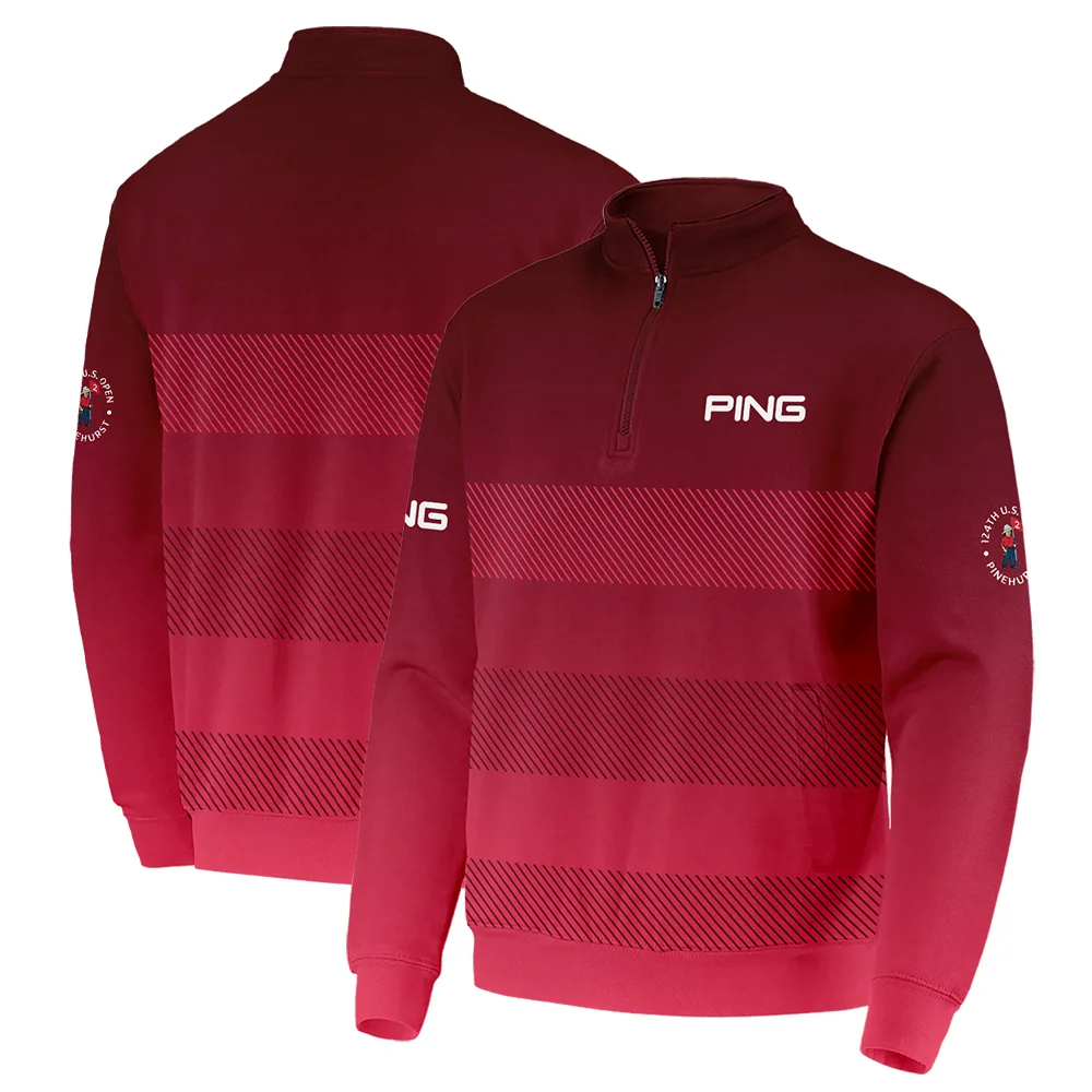 Golf Ping 124th U.S. Open Pinehurst Sports Quarter-Zip Jacket Red Gradient Stripes Pattern All Over Print Quarter-Zip Jacket