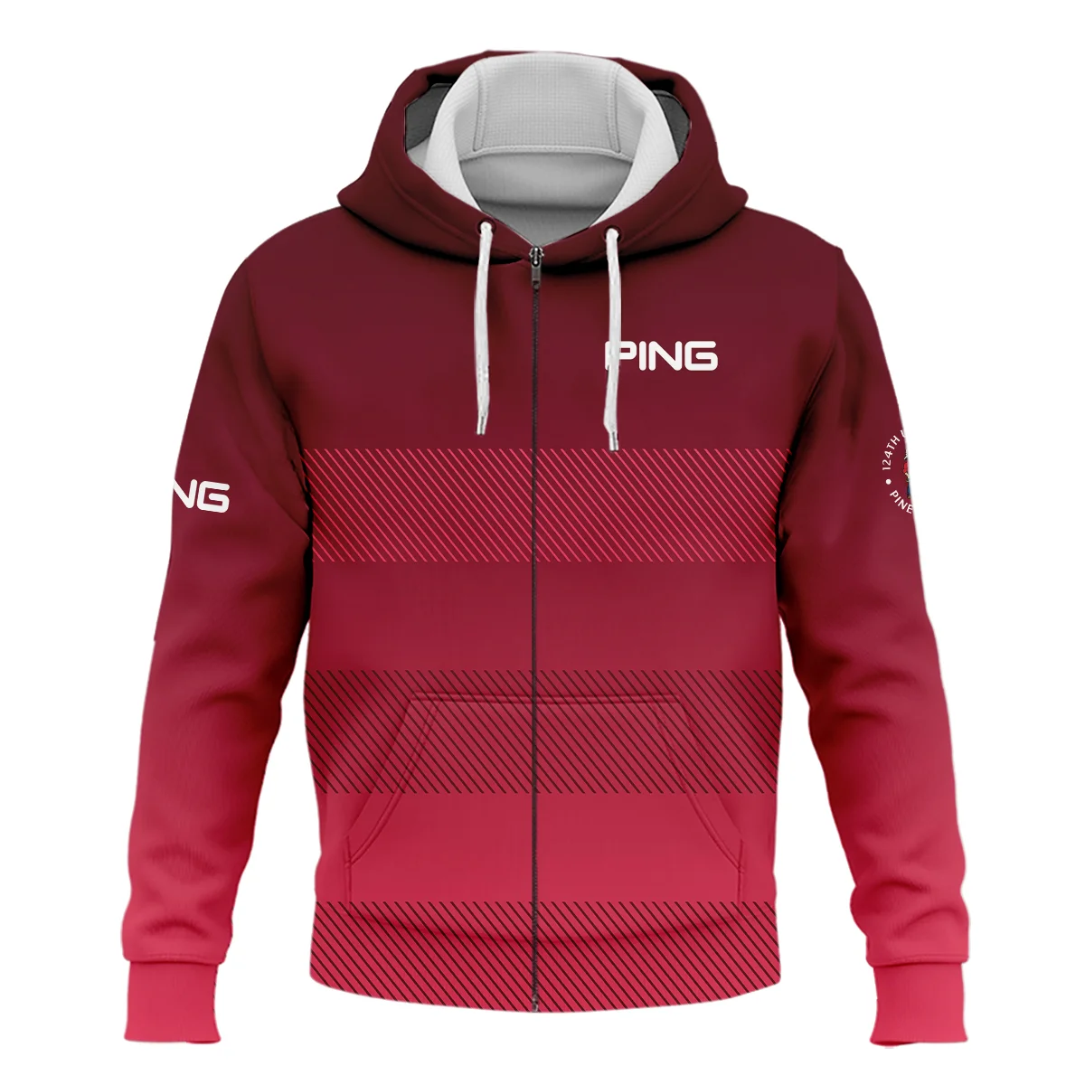 Golf Ping 124th U.S. Open Pinehurst Sports Zipper Hoodie Shirt Red Gradient Stripes Pattern All Over Print Zipper Hoodie Shirt