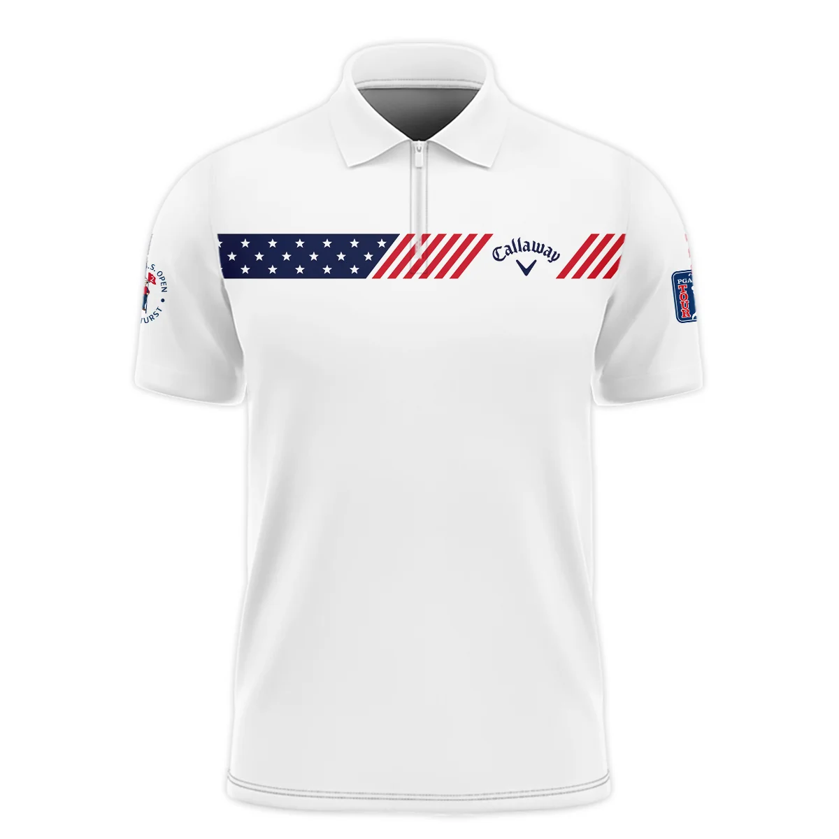 Golf Sport Flag American 124th U.S. Open Pinehurst Callaway Zipper Polo Shirt Style Classic Zipper Polo Shirt For Men