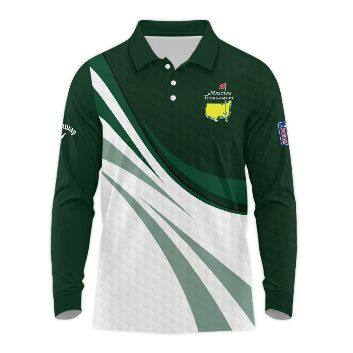 Golf Sport Masters Tournament Callaway Long Polo Shirt Green Color Sports Golf Ball Pattern All Over Print Long Polo Shirt For Men