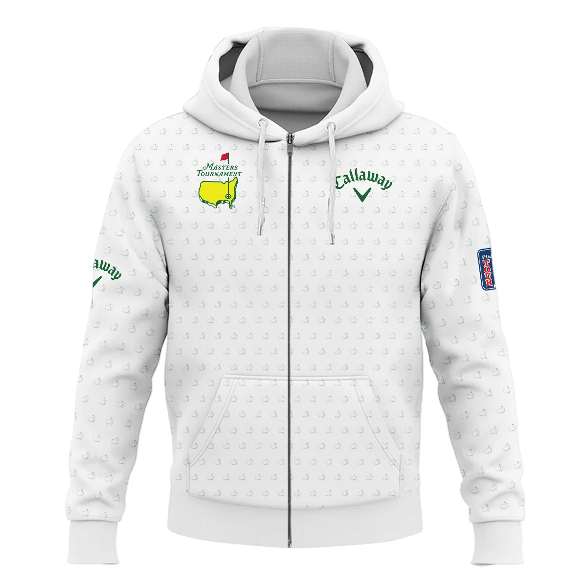 Golf Sport Masters Tournament Callaway Zipper Hoodie Shirt Sports Logo Pattern White Green Zipper Hoodie Shirt