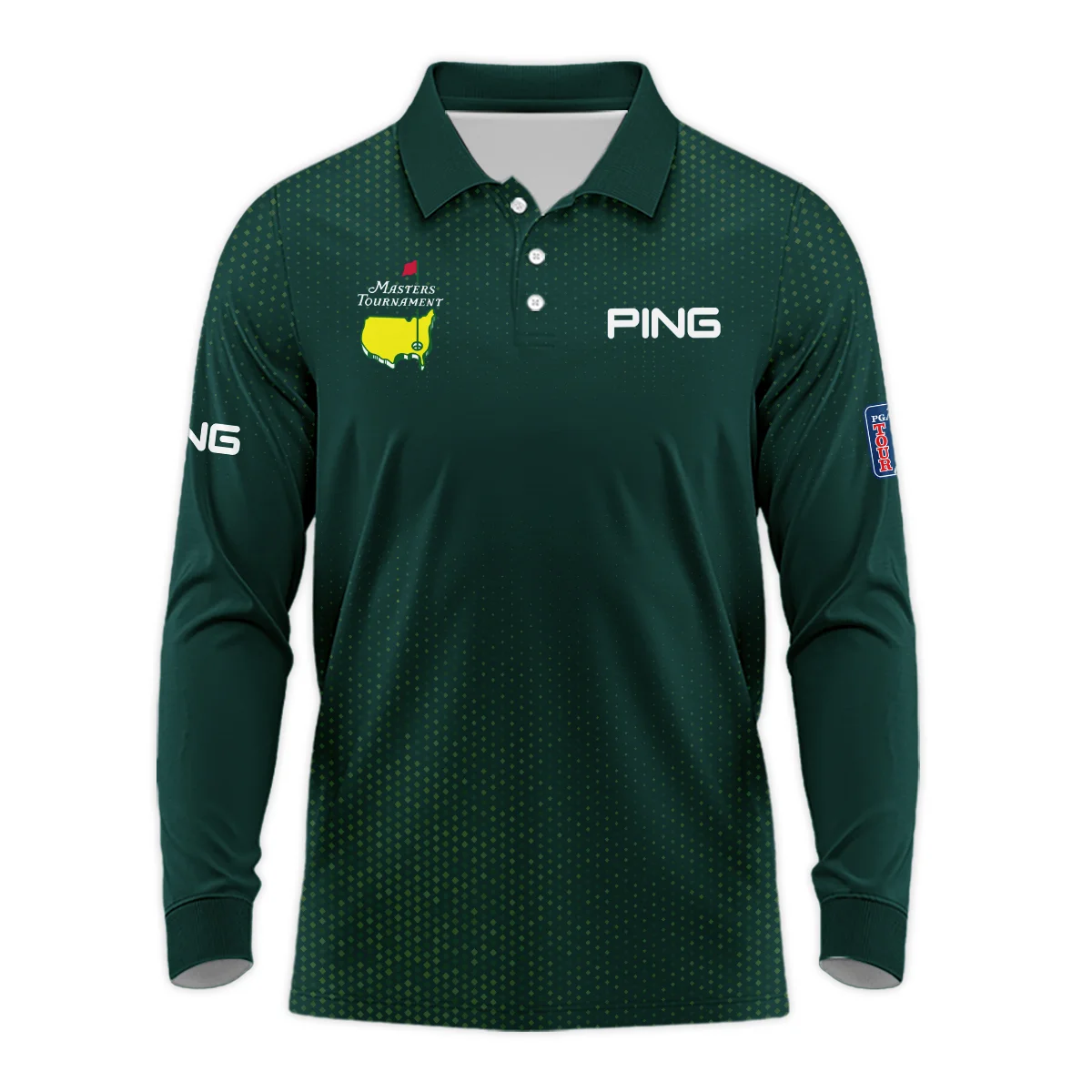 Golf Sport Masters Tournament Ping Long Polo Shirt Sports Dinamond Shape Dark Green Long Polo Shirt For Men