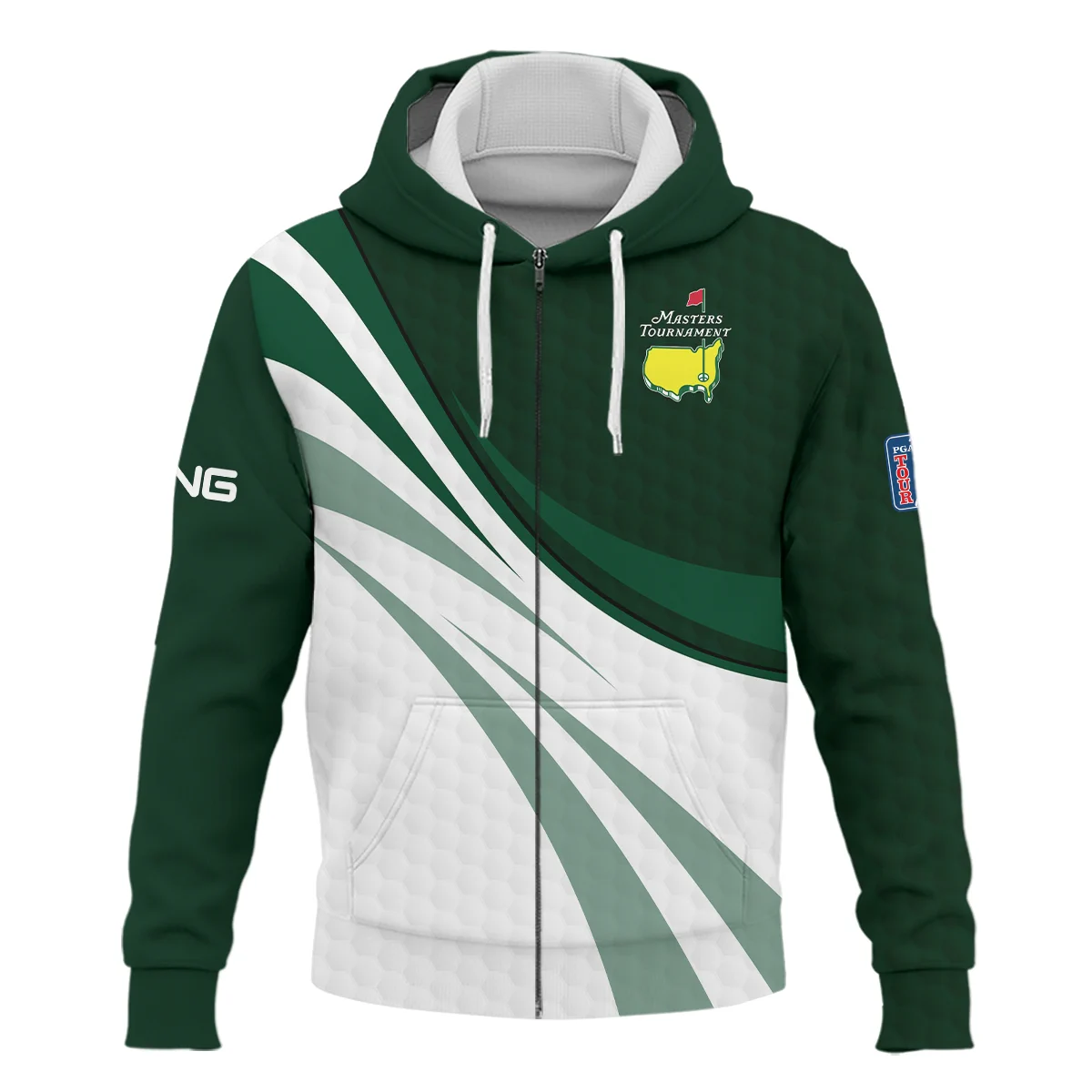 Golf Sport Masters Tournament Ping Zipper Hoodie Shirt Green Color Sports Golf Ball Pattern All Over Print Zipper Hoodie Shirt