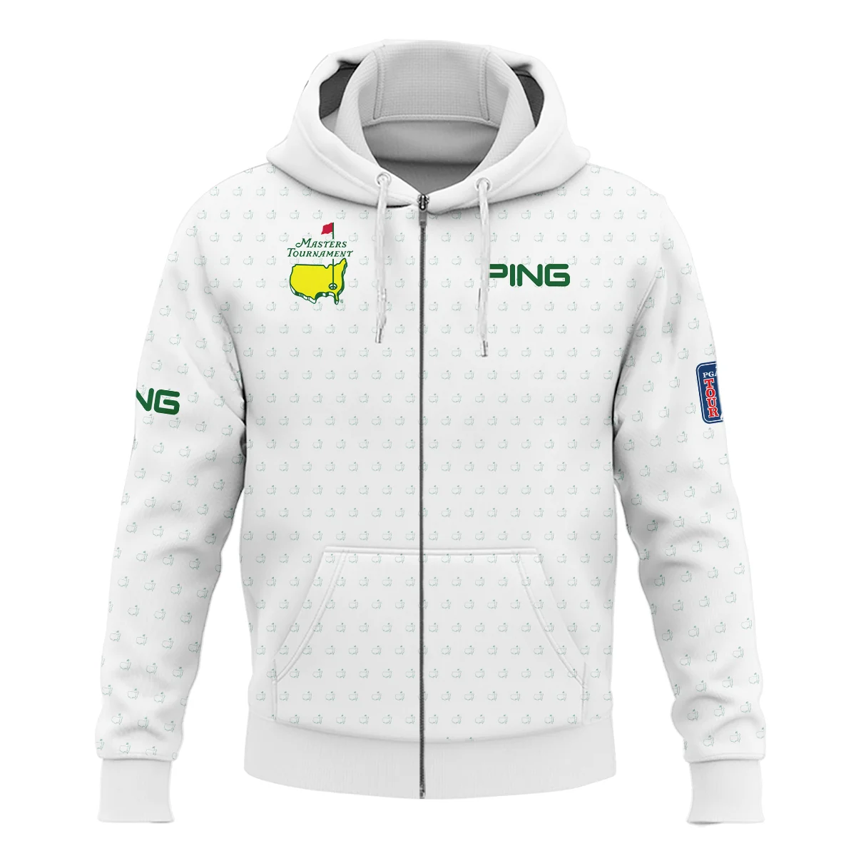 Golf Sport Masters Tournament Ping Zipper Hoodie Shirt Sports Logo Pattern White Green Zipper Hoodie Shirt