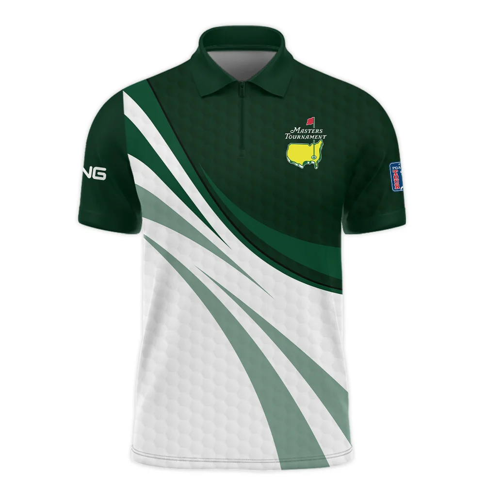 Golf Sport Masters Tournament Ping Zipper Polo Shirt Green Color Sports Golf Ball Pattern All Over Print Zipper Polo Shirt For Men