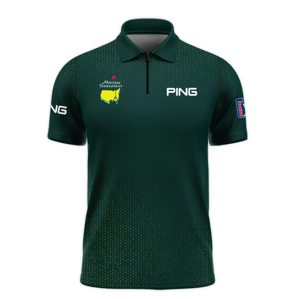 Golf Sport Masters Tournament Ping Zipper Polo Shirt Sports Dinamond Shape Dark Green Zipper Polo Shirt For Men