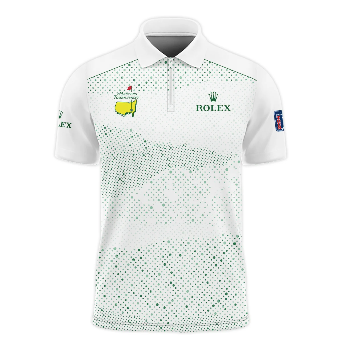 Golf Stye Classic White Mix Green Masters Tournament Rolex Zipper Polo Shirt Style Classic Zipper Polo Shirt For Men