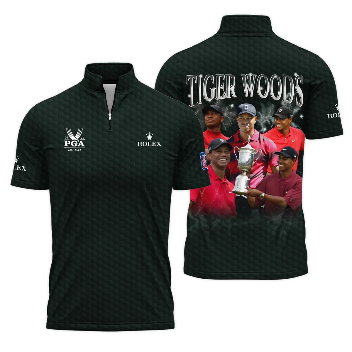 Golf Tiger Woods Fans Loves 152nd The Open Championship Rolex Quarter-Zip Polo Shirt