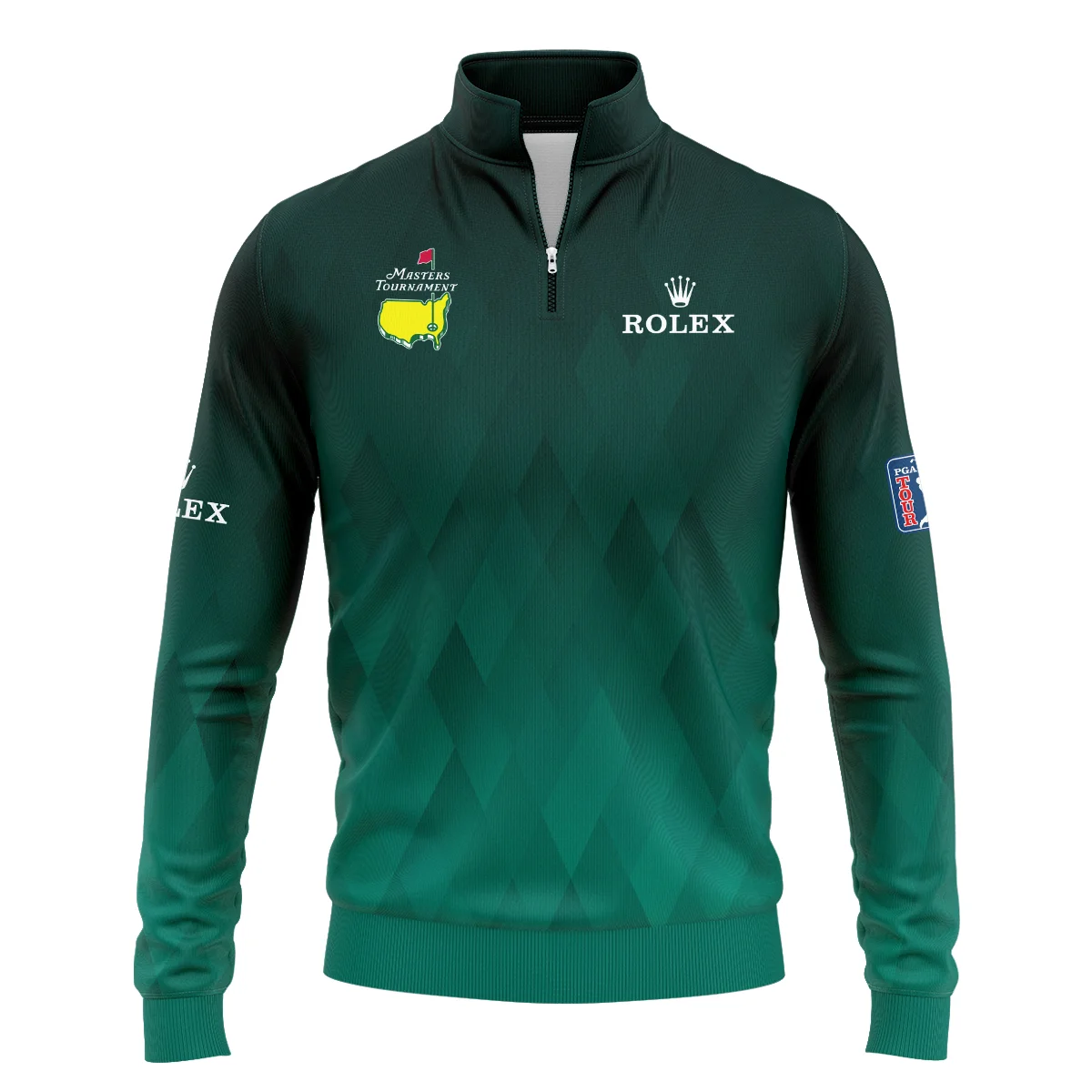 Gradient Dark Green Geometric Pattern Masters Tournament Rolex Quarter-Zip Jacket Style Classic Quarter-Zip Jacket