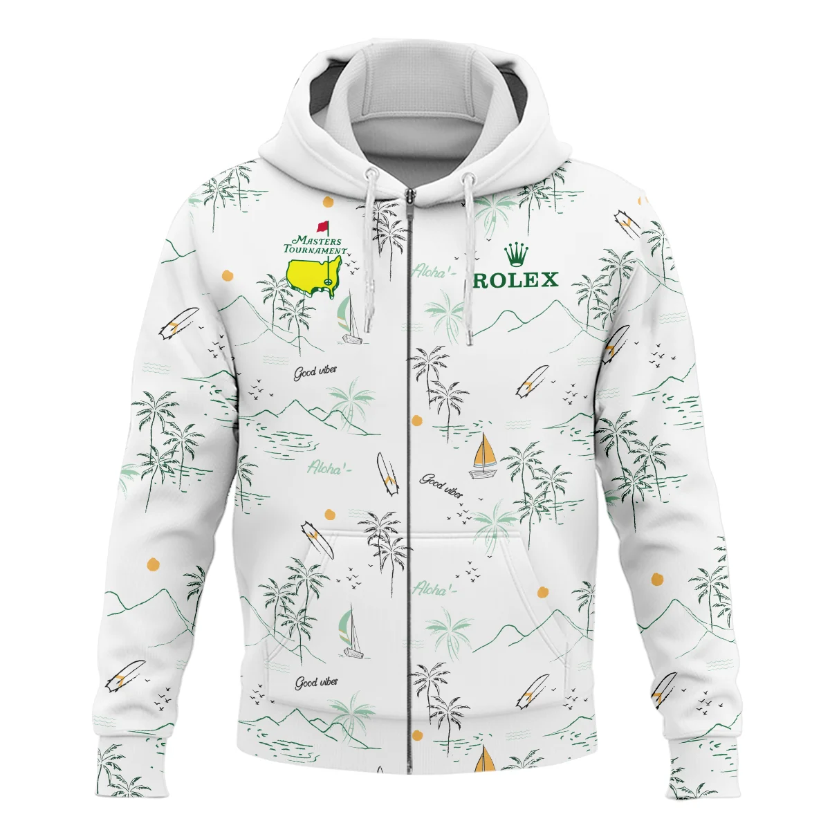 Island Seamless Pattern Golf Masters Tournament Rolex Zipper Hoodie Shirt Style Classic Zipper Hoodie Shirt