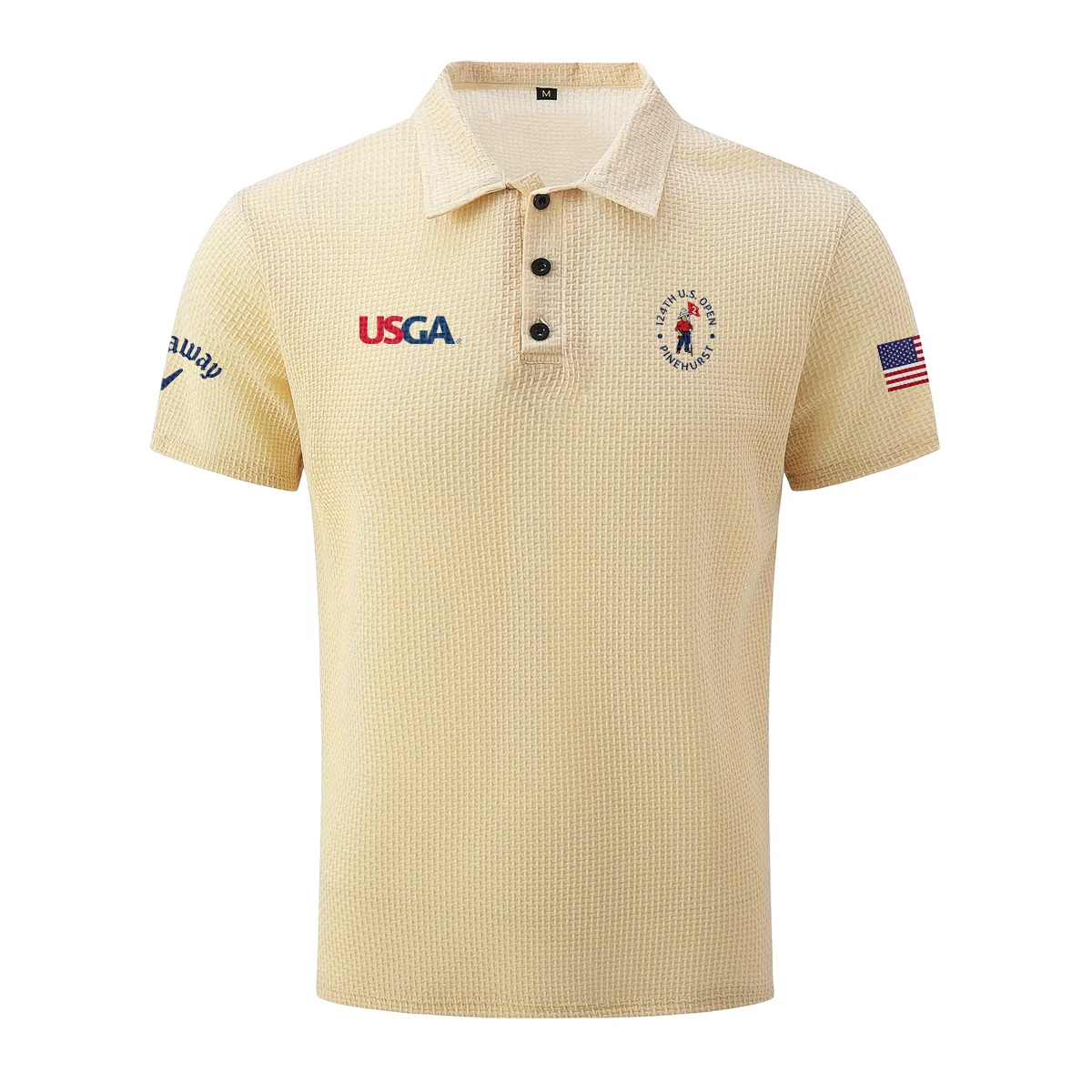 Khaki Callaway 124th U.S. Open Pinehurst Mesh Comfy Men’s Stretch Solid Short Sleeve Lapel Golf Shirt