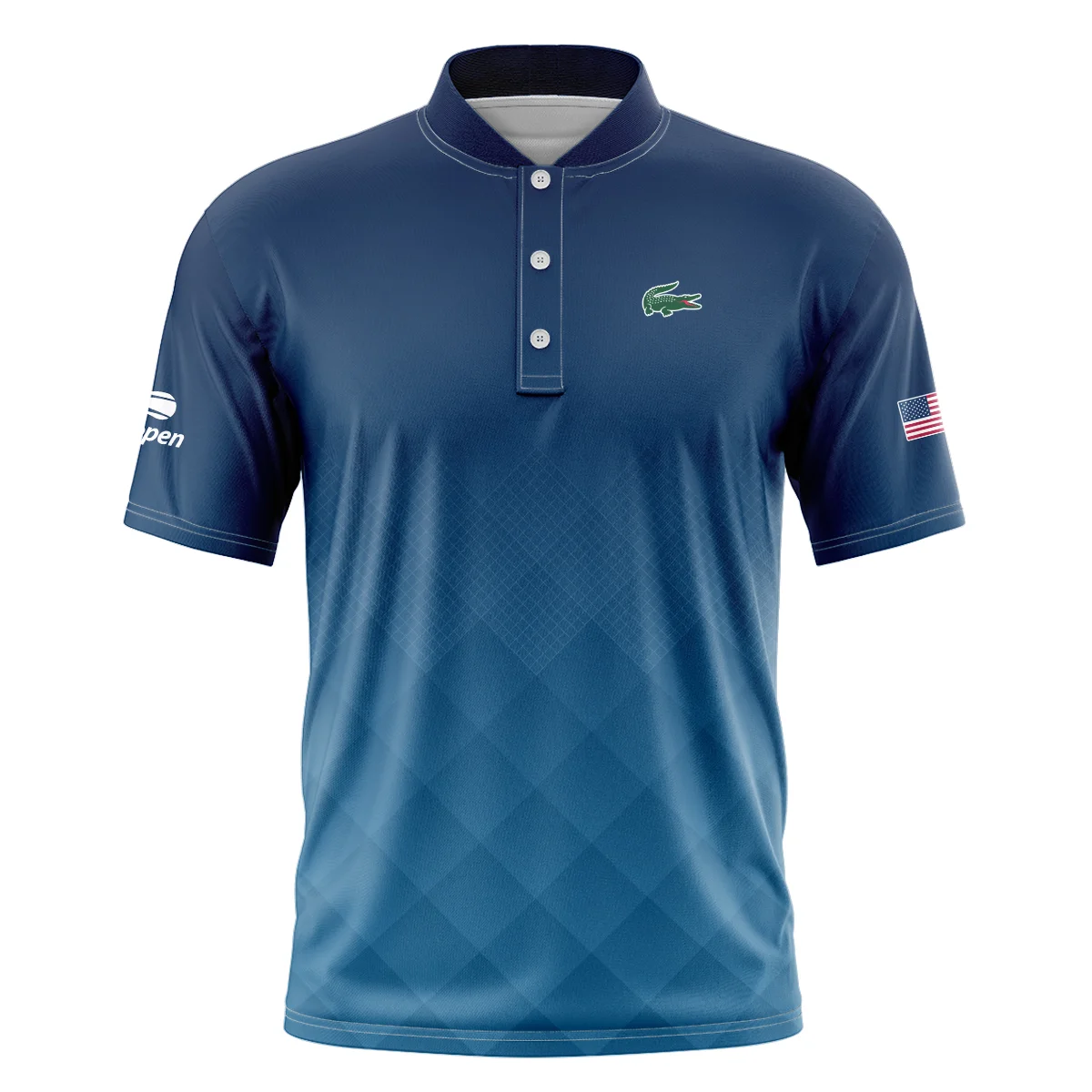 Lacoste Blue Abstract Background US Open Tennis Champions Short Sleeve Round Neck Polo Shirts