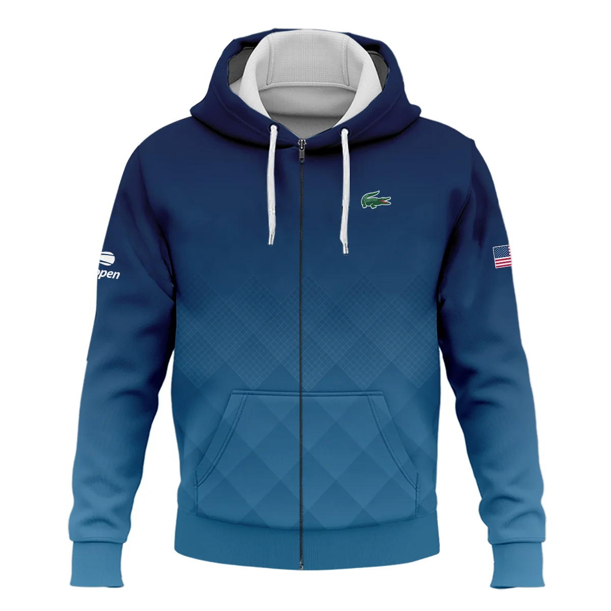 Lacoste Blue Abstract Background US Open Tennis Champions Zipper Hoodie Shirt Style Classic Zipper Hoodie Shirt