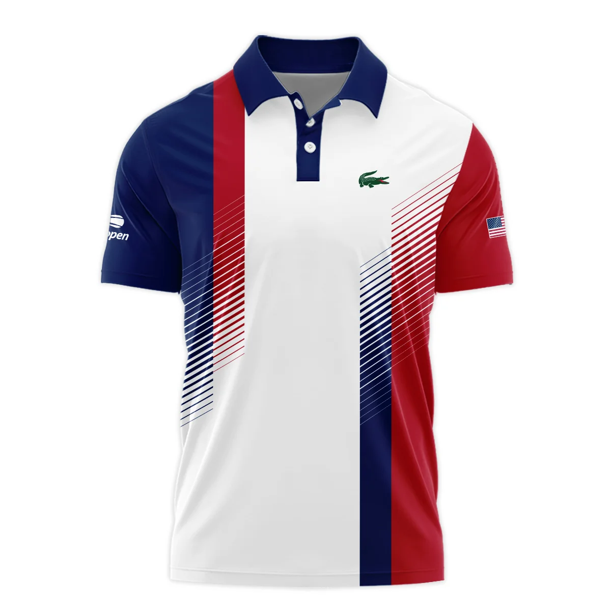 Lacoste Blue Red Straight Line White US Open Tennis Champions Polo Shirt Style Classic Polo Shirt For Men