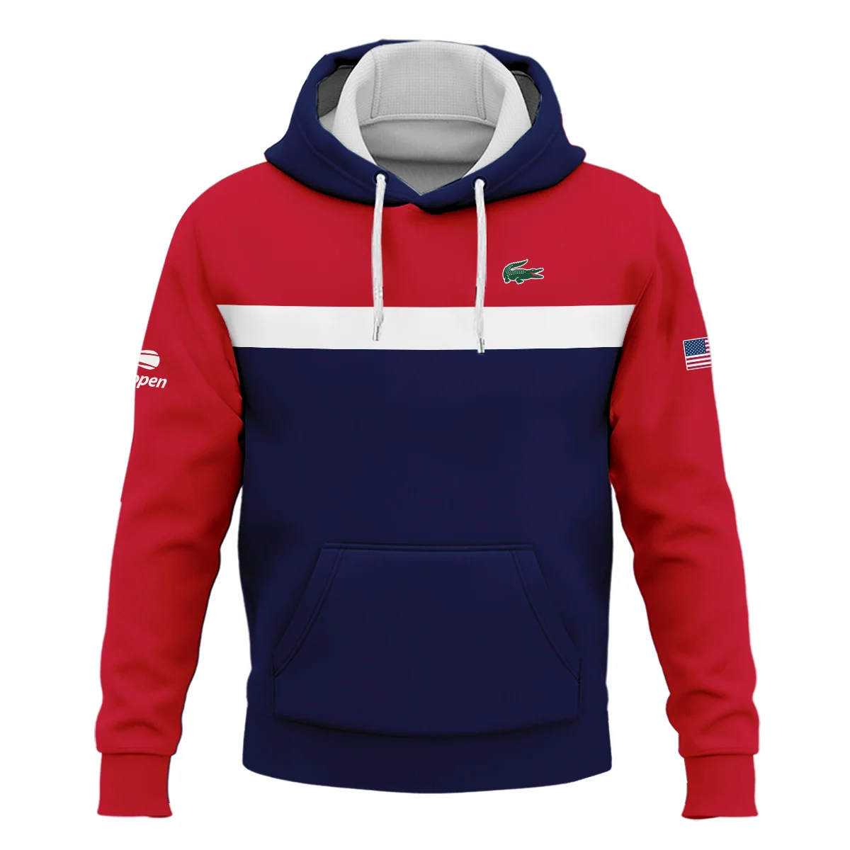 Lacoste Blue Red White Background US Open Tennis Champions Hoodie Shirt Style Classic Hoodie Shirt