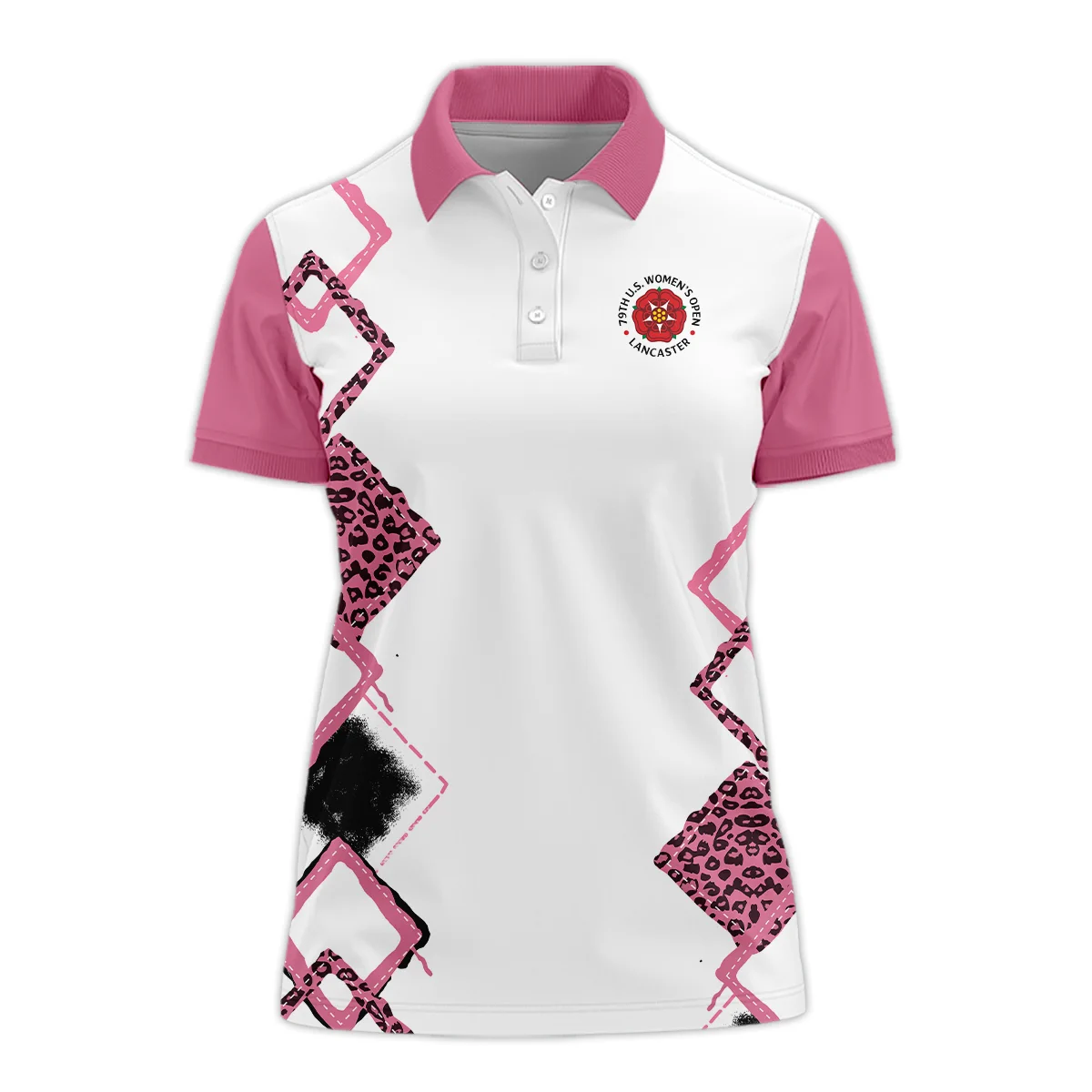 Leopard Golf Color Pink 79th U.S. Women’s Open Lancaster Polo Shirt Pink Color All Over Print Polo Shirt For Woman