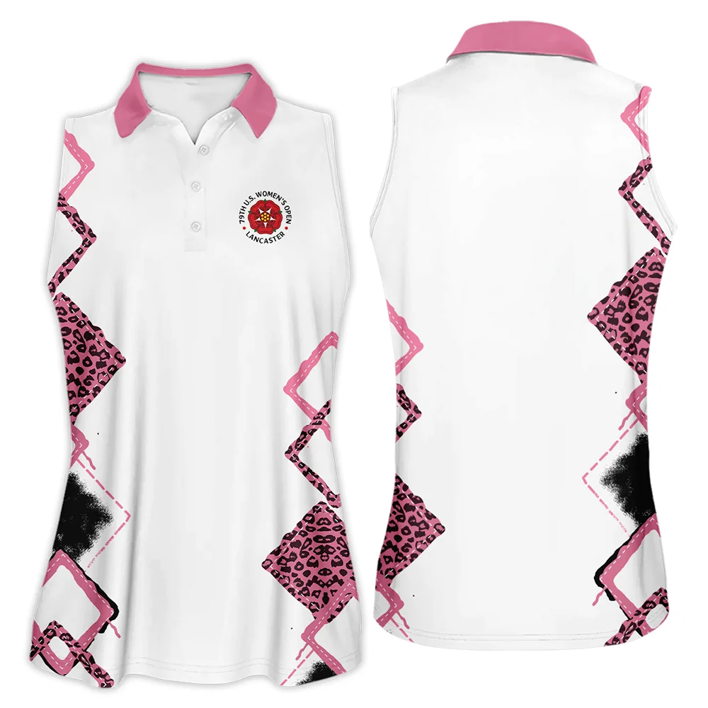 Leopard Golf Color Pink 79th U.S. Women’s Open Lancaster Sleeveless Polo Shirt Pink Color All Over Print Sleeveless Polo Shirt For Woman