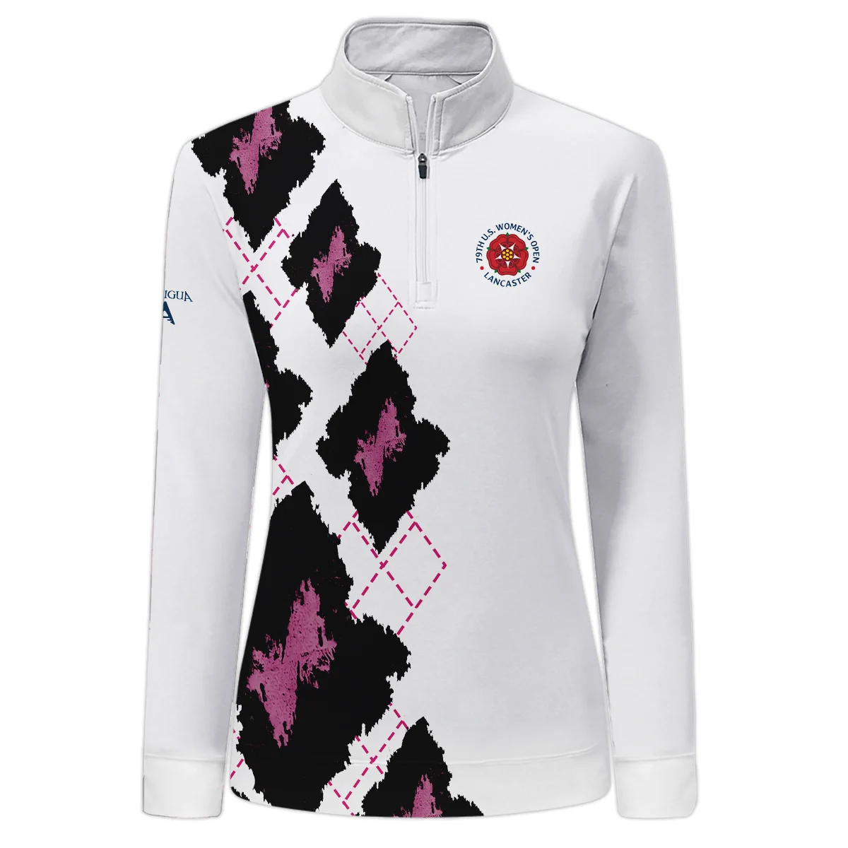 Leopartd Style Antigua  79th U.S. Women’s Open Lancaster Quarter-Zip Women Pink Color All Over Print Quarter-Zip For Woman