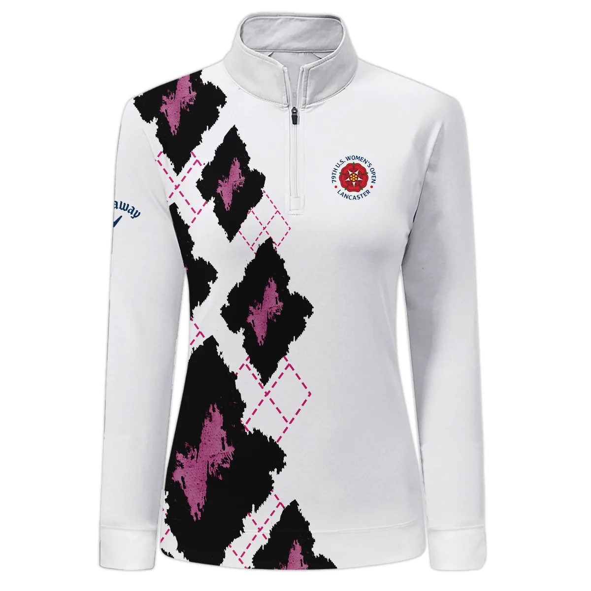 Leopartd Style Callaway 79th U.S. Women’s Open Lancaster Quarter-Zip Women Pink Color All Over Print Quarter-Zip For Woman