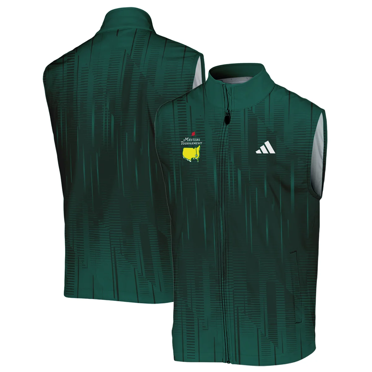 Masters Tournament Adidas Dark Green Gradient Stripes Pattern Sleeveless Jacket Style Classic Sleeveless Jacket